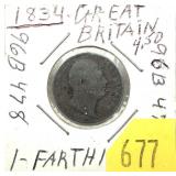 1834 British farthing