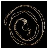 Vintage 24" gold-filled watch chain with opal and