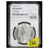 1884-CC Morgan dollar NGC slab certified Unc.