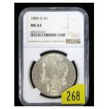 1885-O Morgan dollar NGC slab certified MS-63