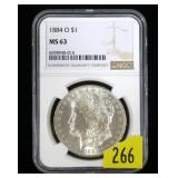 1884-O Morgan dollar NGC slab certified MS-63