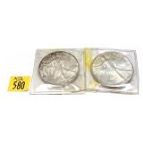 x2- .999 American Silver Eagles, 1 oz. each -x2