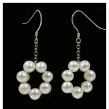 Sterling silver shepherd hook earrings with pearl