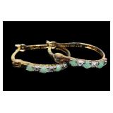 18K Gold over sterling silver natural emerald and