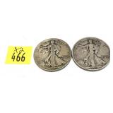 x2- Half dollars, 90% silver -x2 half dollars -