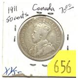 1911 Canadian half dollar