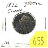 1892 Canadian quarter