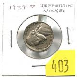 1939-D Jefferson nickel