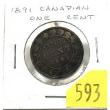 1891 Canadian penny