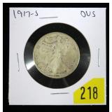 1917-S Ovs. Walking Liberty half dollar