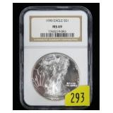 1990 American Silver Eagle NGC slab certified