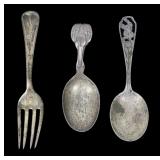 Lot, 3 Sterling baby spoons, 3 pcs., 1.540 T. oz.