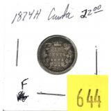 1874-H Canadian dime