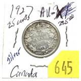 1927 Canadian quarter