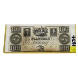 Obsolete $100 Planters Bank Mississippi note