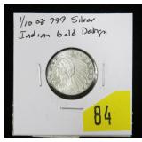 Indian Head .999 Silver round, 1/10 oz.