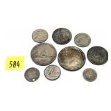 Lot, world and U.S. silver coins, 9 pcs.