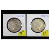 x2- Peace dollars: 1923-S, 1928-S -x2 dollars-