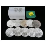 x10- 2002 American Silver Eagles, Unc. -x10- Sold