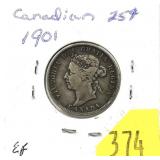 1901 Canadian 25-cents