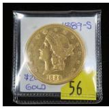 1889-S $20 Gold Saint Gaudens Double Eagle