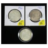x3- 1921 Morgan dollars -x3 dollars -Sold by the