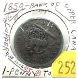 1850 Canadian bank token