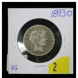 1893-O Barber half dollar, VG
