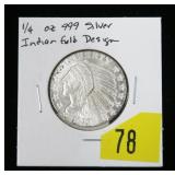 1929 1/4 oz. .999 Silver Indian Head round