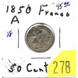 1850A French 50-cents, silver