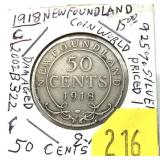 1918C Newfoundland half dollar