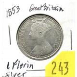 1853 British 1 florin