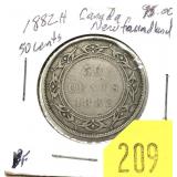 1882H Newfoundland half dollar