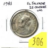 1943 El Salvador 25-cents