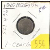 1845 Belgium 1 centime
