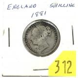1881 England 1 shilling