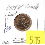 1998-W Canadian cent, Unc.