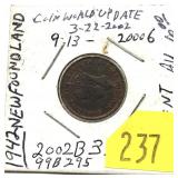1942 Newfoundland penny
