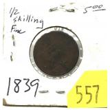 1839 Norway 1/2 skilling