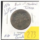 1836 Canadian half penny token