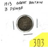 1913 British 3 pence
