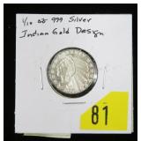 Indian Head .999 Silver round, 1/10 oz.