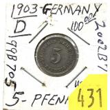 1903 Germany 5 pfennig