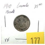 1910 Canadian dime