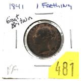 1841 British 1 farthing