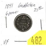 1841 British 6 pence