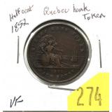 1852 Canadian bank token, Quebec bank