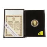 1990 $100 Gold Canadian Proof coin, 1/4 Troy oz.