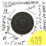 1872H Newfoundland penny