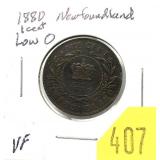 1880 low O Newfoundland penny